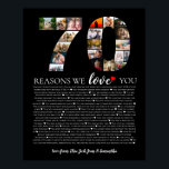 birthday 70 reasons why we love you grandmother poster<br><div class="desc">Celebrate your special bond with our "Reasons Why We Love You" personalized art. This unique piece highlights the reasons you cherish someone, turning heartfelt sentiments into a beautiful work of art. Perfect for anniversaries, birthdays, or just because, it’s a meaningful gift that captures your love and appreciation in a truly...</div>
