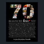 birthday 70 reasons why we love you grandmother poster<br><div class="desc">Celebrate your special bond with our "Reasons Why We Love You" personalized art. This unique piece highlights the reasons you cherish someone, turning heartfelt sentiments into a beautiful work of art. Perfect for anniversaries, birthdays, or just because, it’s a meaningful gift that captures your love and appreciation in a truly...</div>