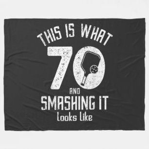 Birthday 70 Years Old Love Pickleball Fleece Blanket