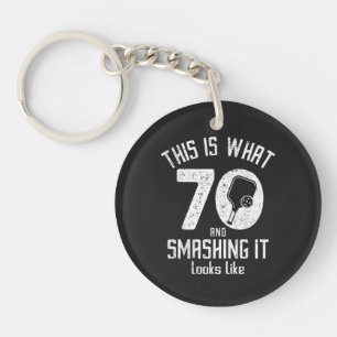 Birthday 70 Years Old Love Pickleball Keychain