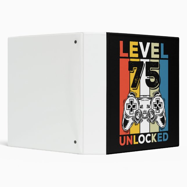 Birthday 75th Level Unlocked 75 Gaming Vintage Binder (Background)