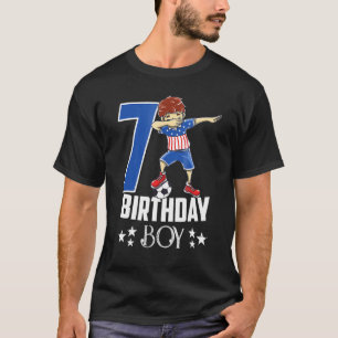 Birthday 7 Year Old Boy Dabbing Soccer Player Usa T-Shirt