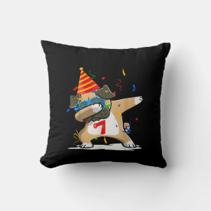 Birthday - 7 Years Dabbing Pug Dog Lover Throw Pillow