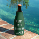 Birthday 80th Elegant Green Dad Stylish Eighty Bottle Cooler<br><div class="desc">Green 80th birthday bottle cooler. Perfect for dad,  grandad,  stepdad. Golfer gift idea. You can personalize the year.</div>