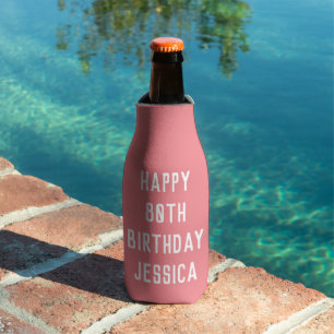 Birthday 80th Elegant Pink Stylish Chic Favours Bottle Cooler