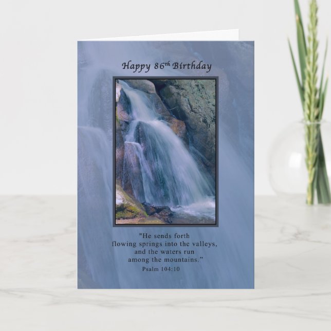 Birthday, 86th, Religious, Mountain Waterfall Card (Front)