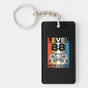 Birthday 88th Level Unlocked 88 Gaming Vintage Keychain