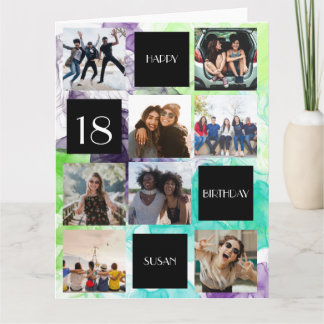 BIRTHDAY 8 photos personalize Folded Greeting Card