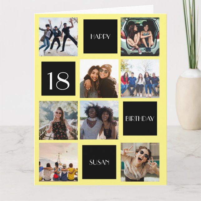 BIRTHDAY 8 photos personalize Folded Greeting Card (Front)