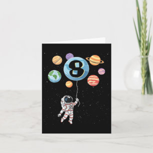 Birthday 8th Astronaut 8 Yr Old Space Planets Boy  Card