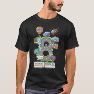 Birthday 8th Boys Girls Kids Car 8 Year Old Transp T-Shirt