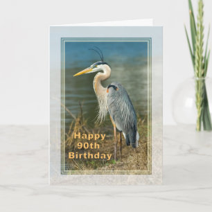 Birthday, 90th, Great Blue Heron Bird Card