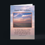 Birthday, 90th, Sunrise at the Beach, Religious Card<br><div class="desc">Dawn appears over the ocean as sailboats are seen on the horizon. A Bible verse completes this image for a 90th birthday card. The image is base don photos taken along Florida’s gulf coast.  The customer can easily customize the wording on the inside verse.</div>