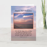 Birthday, 90th, Sunrise at the Beach, Religious Card<br><div class="desc">Dawn appears over the ocean as sailboats are seen on the horizon. A Bible verse completes this image for a 90th birthday card. The image is base don photos taken along Florida’s gulf coast.  The customer can easily customize the wording on the inside verse.</div>