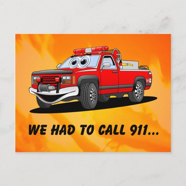 Birthday 911 Cartoon Postcard (Front)