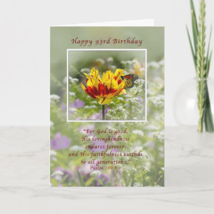 Birthday, 93rd, Religious, Butterfly Card