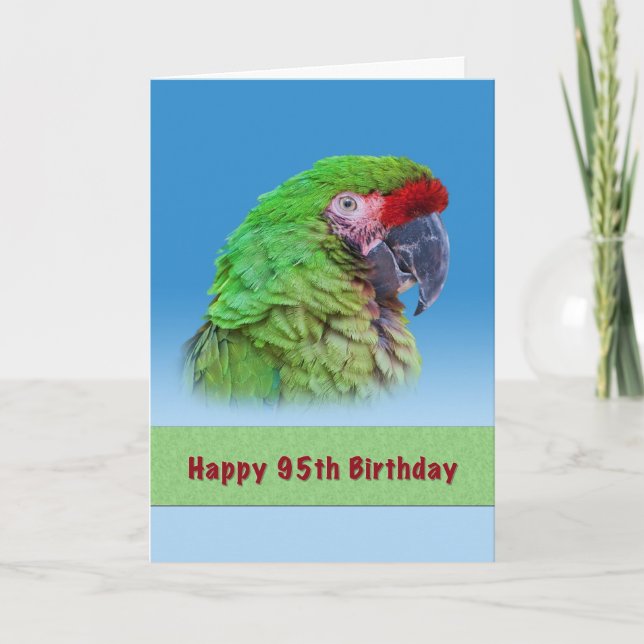 Birthday, 95th, Green Parrot Card (Front)