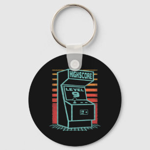 Birthday 9 Year Old Retro Gamer Level Up Unlocked  Keychain