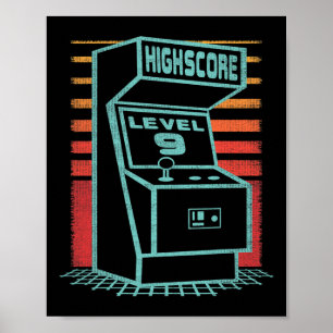 Birthday 9 Year Old Retro Gamer Level Up Unlocked Poster