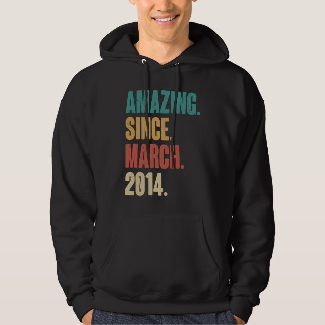 Birthday 9th Decoration  Amazing Since March 2014 Hoodie (Front)