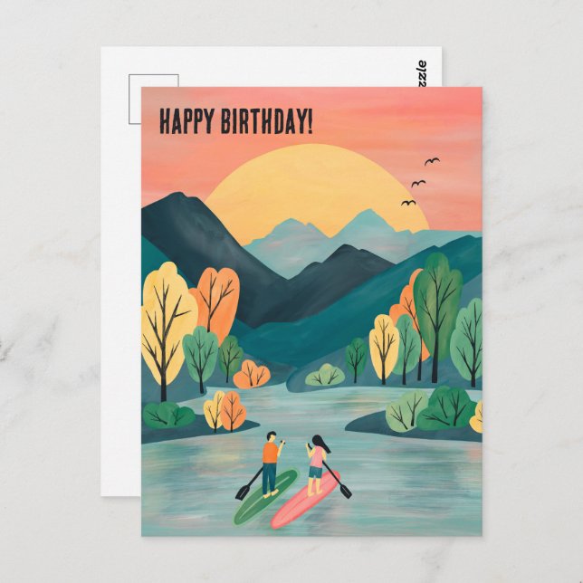 Birthday Adventures Paddleboarding SUP Paddleboard Postcard (Front/Back)