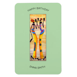 Birthday, African Art watercolor Awesome Dance Magnet