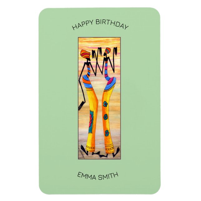 Birthday, African Art watercolor Awesome Dance  Magnet (Vertical)
