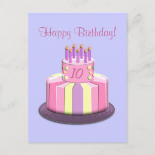 Birthday Age Cake (Pink) Postcard