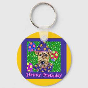 Birthday Airedale Keychain