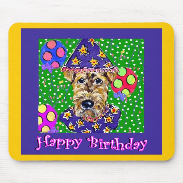 Birthday Airedale Mouse Pad (Front)