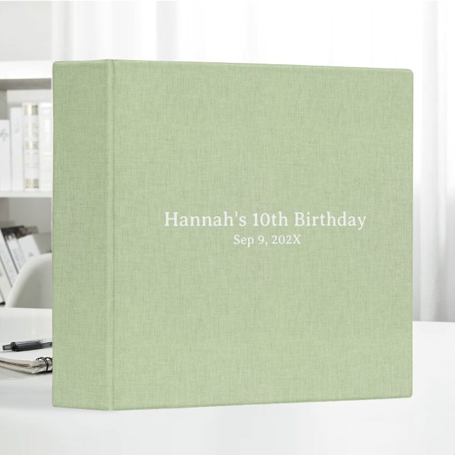 Birthday Album Beige Linen Fabric Personalized Binder (Creator Uploaded)