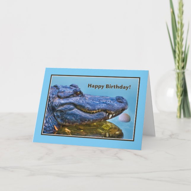 Birthday, Alligator and Golf Ball Card (Front)