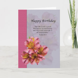Birthday, Alstroemeria Flowers, Religious, Card