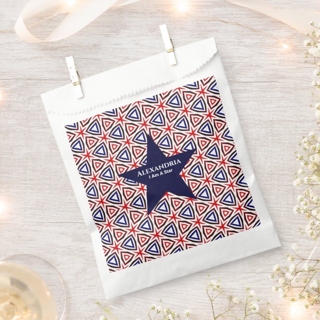 Birthday American Red White Blue Pattern Custom Favour Bag (Clipped)