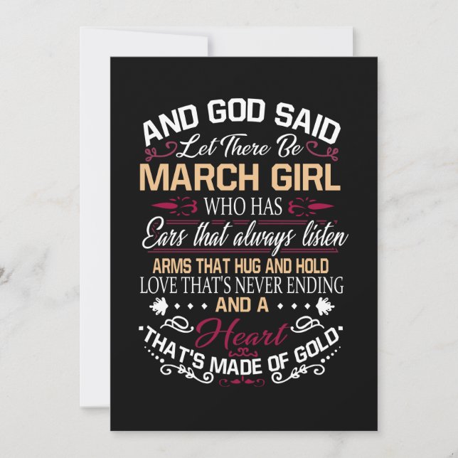 Birthday | And God Said Let There Be March Girl Save The Date (Front)