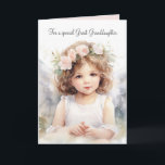 Birthday Angel Girl For Great Granddaughter Card<br><div class="desc">Watercolor angel girl with roses on white for great granddaughter's birthday.
Text can be edited.</div>