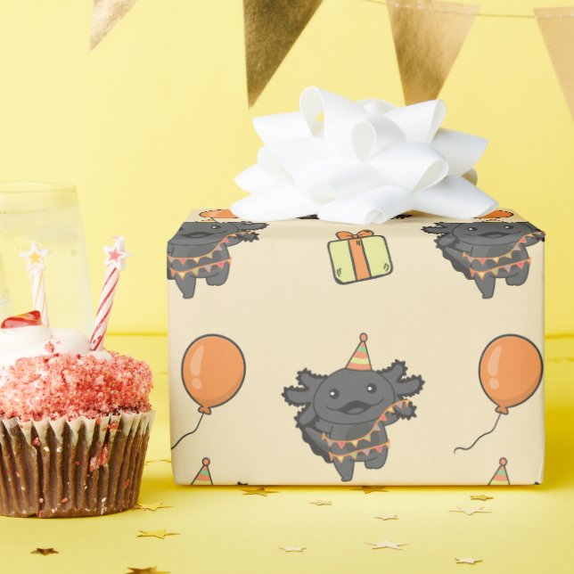 Birthday Animal Cute Axolotl Kids Birthday Party Wrapping Paper (Birthday Party)
