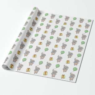 Birthday Animal Cute Bunny for Kids Birthday Party Wrapping Paper