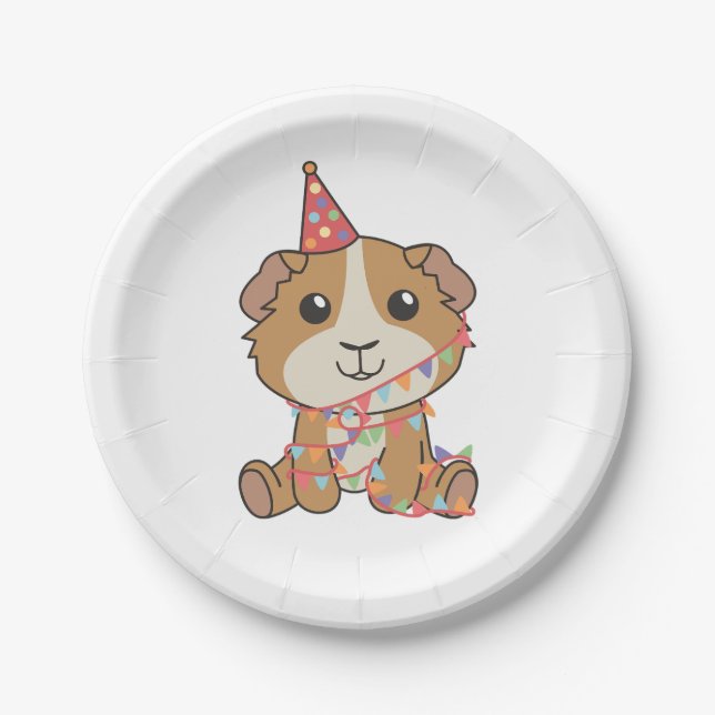 Birthday Animal Cute Guinea Pig Birthday Party Paper Plate (Front)