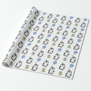 Birthday Animal Cute Penguin Kids Birthday Party Wrapping Paper