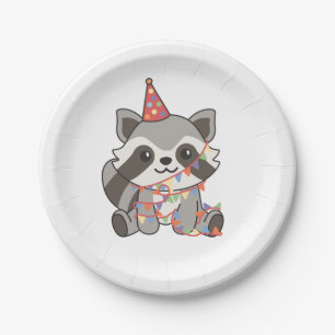 Birthday Animal Cute Raccoon Kids Birthday Party Paper Plate