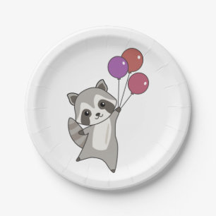 Birthday Animal Cute Raccoon Kids Birthday Party Paper Plate