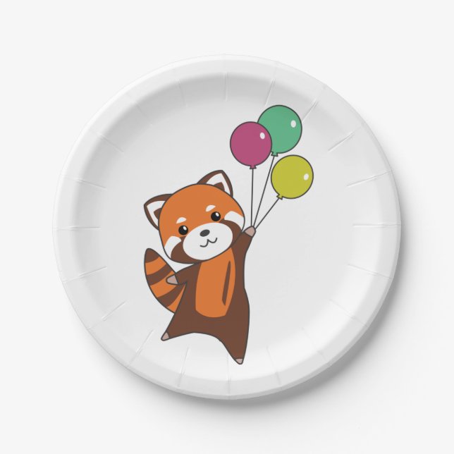 Birthday Animal Cute Red Panda Kids Birthday Party Paper Plate (Front)
