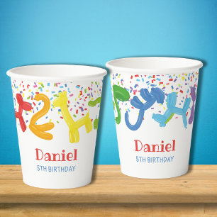 Birthday animals balloons invitation paper cups