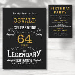 Birthday Any Age Legendary Black Gold Retro Invitation<br><div class="desc">For those celebrating their birthday we have the ideal birthday party invitation with a vintage feel. The black background with a white and gold vintage typography design design is simple and yet elegant with a retro feel. Easily customize the text of this birthday gift using the template provided. Part of...</div>