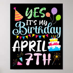 Birthday april 7th happy day to daddy mommy poster