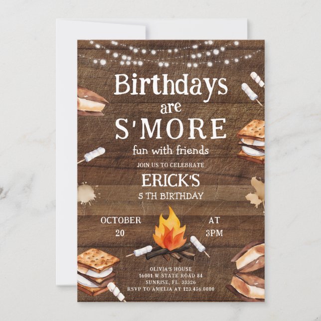 Birthday are S'More Fun with Friend Bonfire  Invitation (Front)