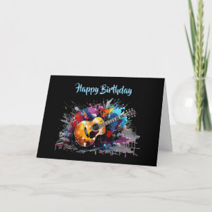 Birthday  Artistic Abstract Guitar Music Lover's  Holiday Card