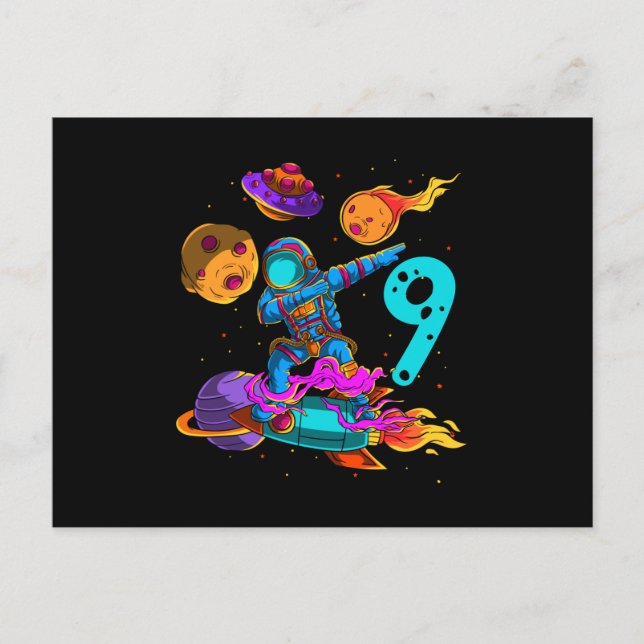 Birthday Astronaut in Space 9th Birthday Holiday Postcard (Front)