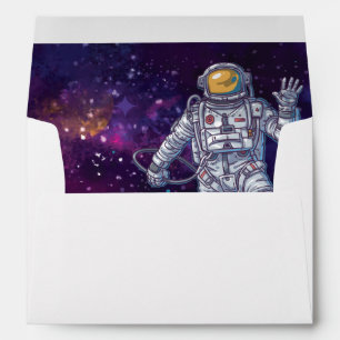 Birthday. Astronaut in Space with Stars & Galaxy. Envelopes